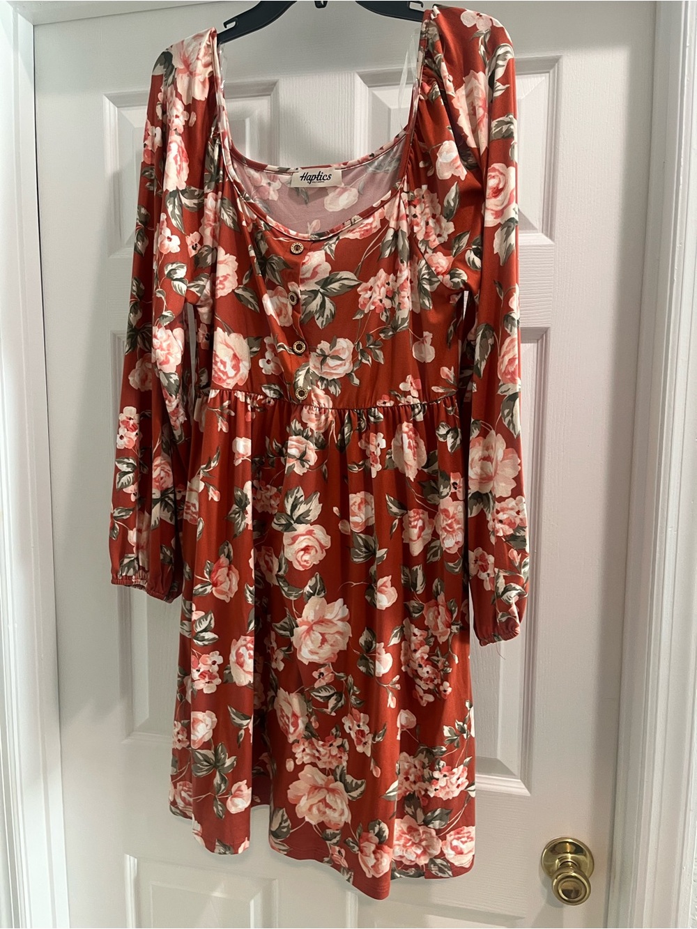 Apricot Floral Mini Dress with Long Sleeves — Haptics